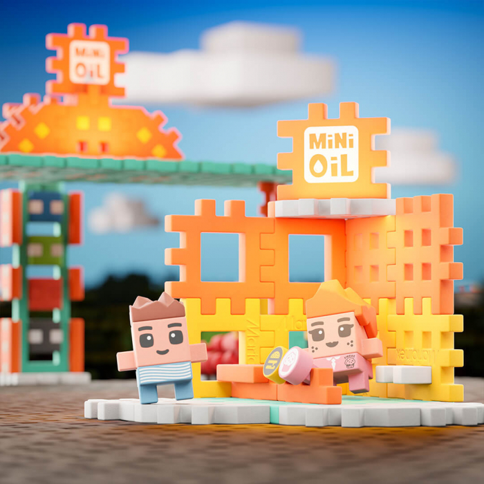 Set de constructie, Benzinaria, 148 piese, Mini Waffles, Marioinex [8]