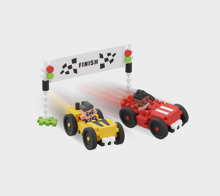 Set de constructie, Cursa de masini, 80 piese, Mini Waffles, Marioinex [2]