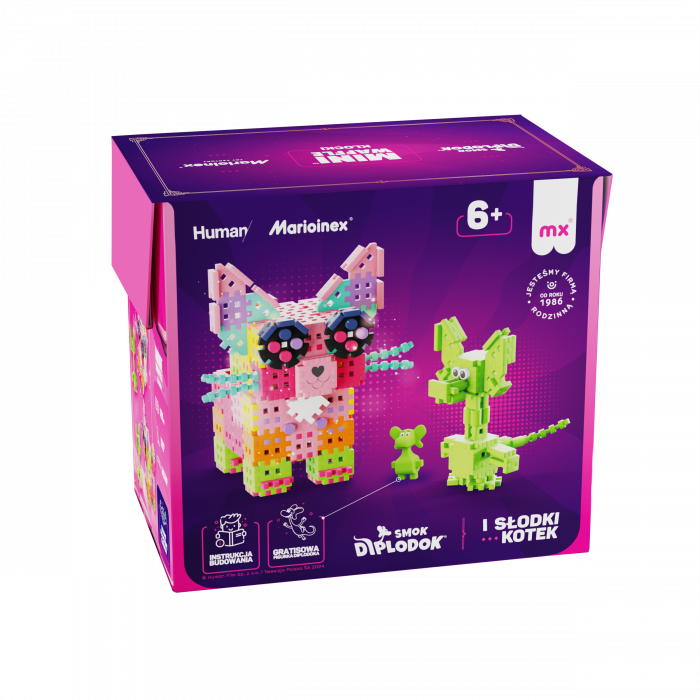 Set de constructie, Dinozaurul si pisicuta, 201 piese, Mini Waffles, Marioinex [2]