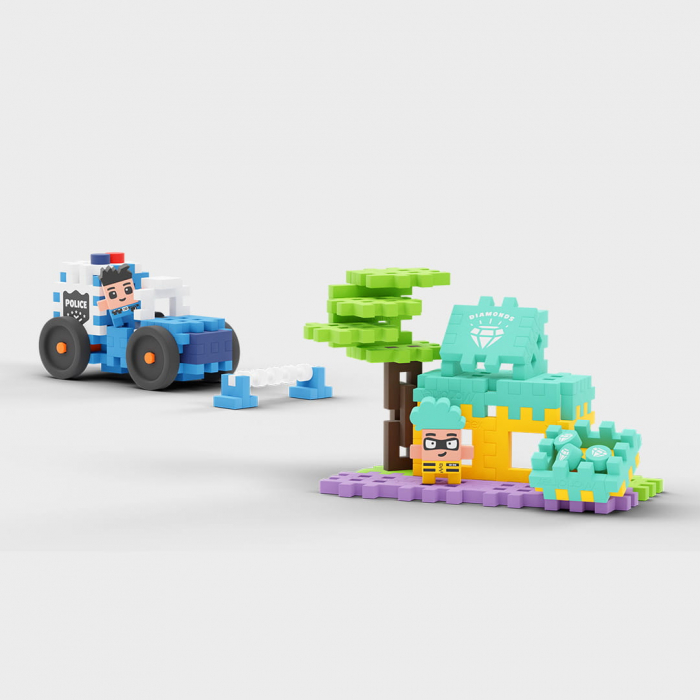 Set de constructie, Jaf la magazinul de bijuterii, Urmarirea, 80 piese, Mini Waffles, Marioinex [3]