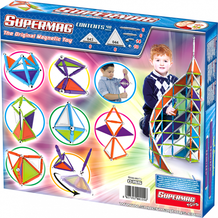 Set de constructie magnetic de baza Supermag Trendy, 48 piese [2]