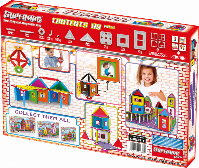 Set de constructie magnetic mare Supermag Casute, 119 piese [2]
