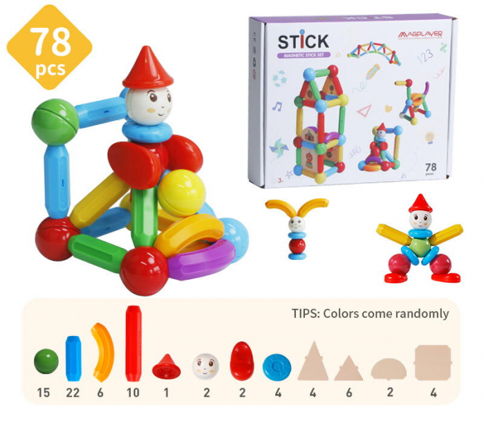 Set de constructie magnetic - STICK (78 piese) [3]