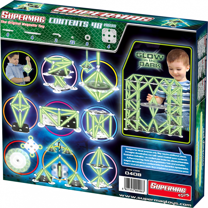 Set de constructie magnetic Supermag Glow, 48 piese [2]
