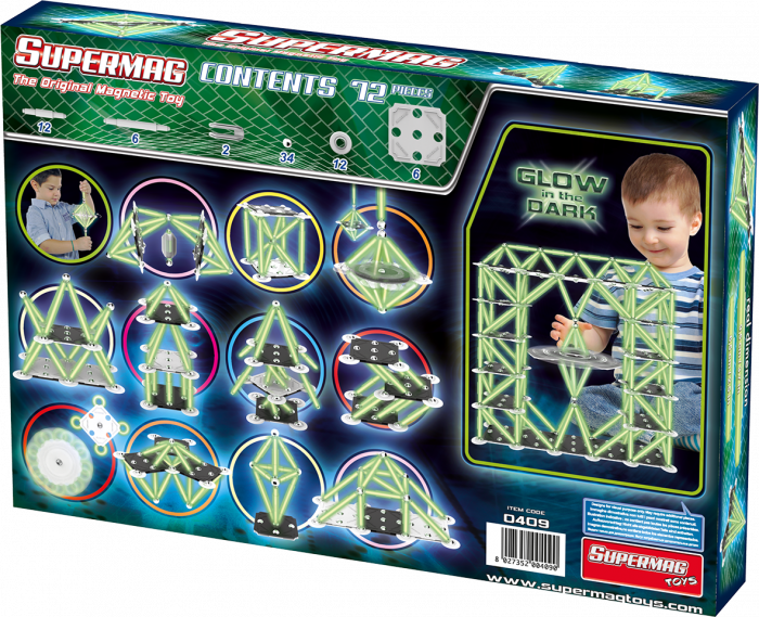 Set de constructie magnetic Supermag Glow, 72 piese [2]