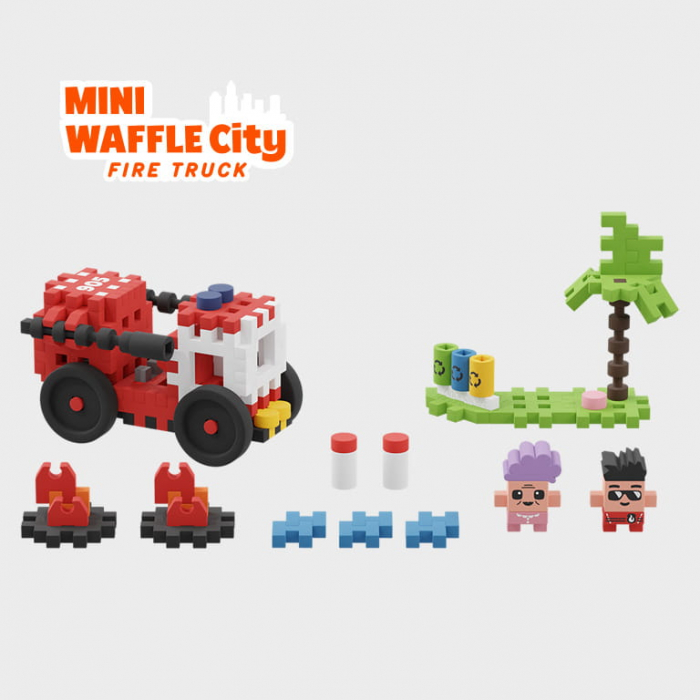 Set de constructie, Masina de pompieri, 80 piese, Mini Waffles, Marioinex [3]