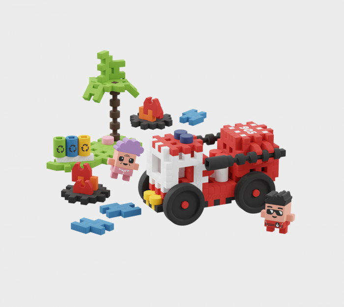 Set de constructie, Masina de pompieri, 80 piese, Mini Waffles, Marioinex [2]