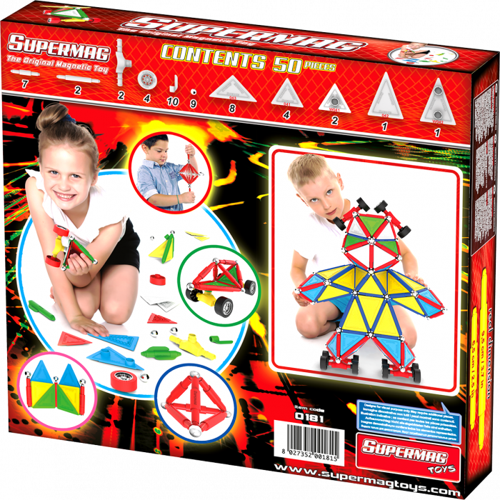 Set de constructie masini cu piese magnetice Supermag, 50 piese [2]