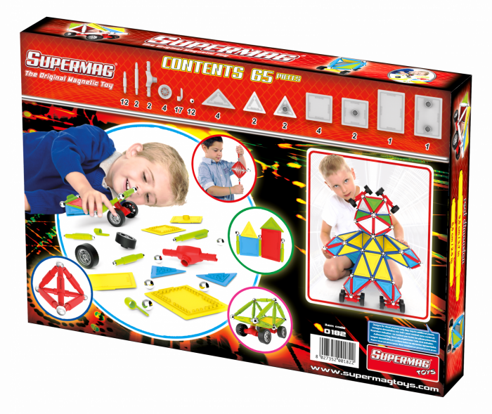 Set de constructie masini cu piese magnetice Supermag, 65 piese [2]