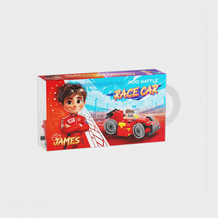 Set de constructie, Masini, rosie, 50 piese, Mini Waffles, Marioinex [1]