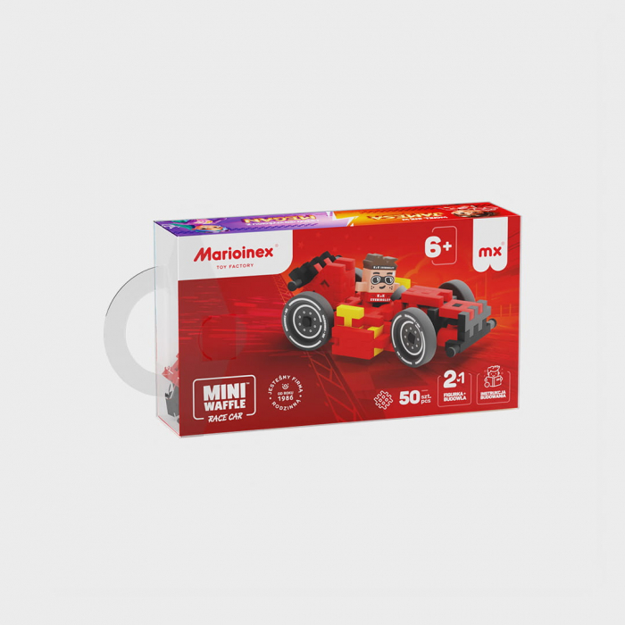 Set de constructie, Masini, rosie, 50 piese, Mini Waffles, Marioinex [2]