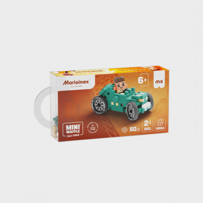 Set de constructie, Masini, verde, 50 piese, Mini Waffles, Marioinex [2]