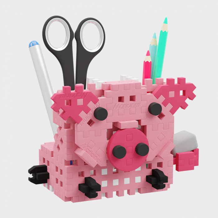 Set de constructie, Organizator de birou, 70 piese, Purcelus, Mini Waffles, Marioinex [2]