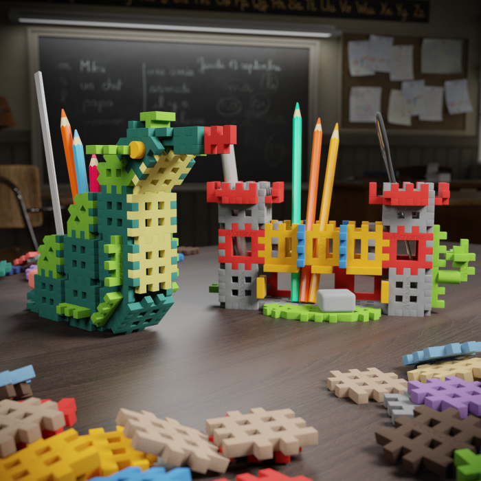 Set de constructie, Organizator de birou, aventura, 140 piese, Mini Waffles, Marioinex [5]