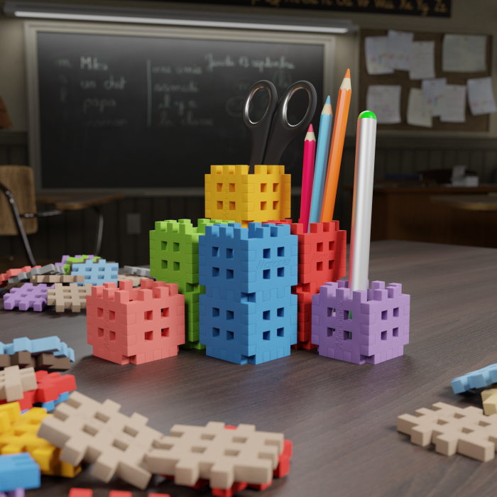 Set de constructie, Organizator de birou, 70 piese, Mini Waffles, Marioinex [4]