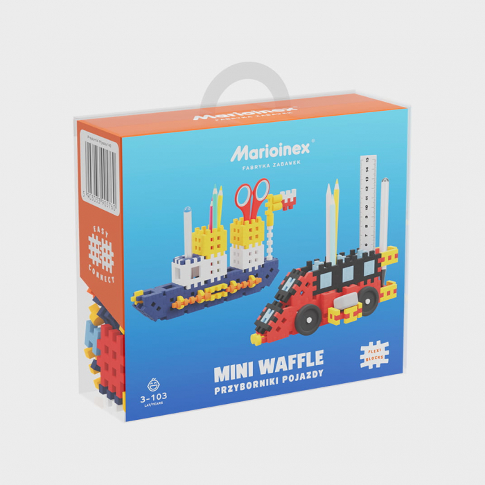 Set de constructie, Organizator de birou, vehicule, 140 piese, Mini Waffles, Marioinex [4]