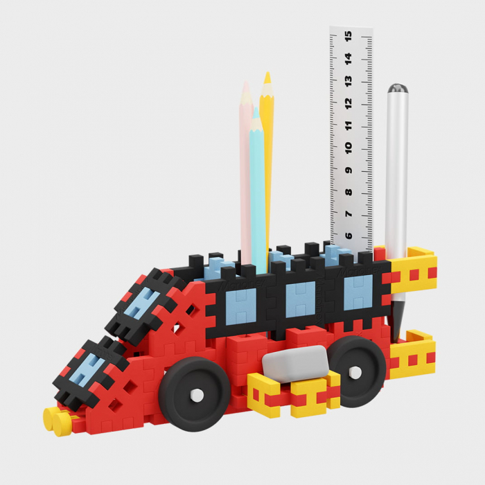 Set de constructie, Organizator de birou, vehicule, 140 piese, Mini Waffles, Marioinex [3]