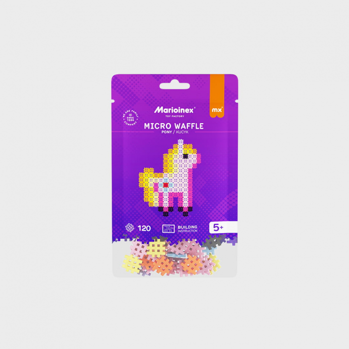 Set de constructie, Ponei, 120 piese, Micro Waffles, Marioinex [2]