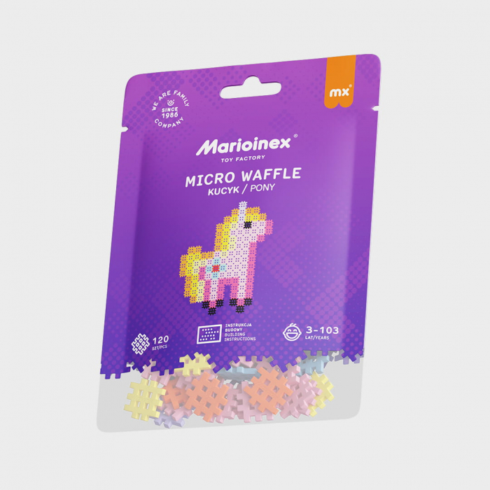 Set de constructie, Ponei, 120 piese, Micro Waffles, Marioinex [5]