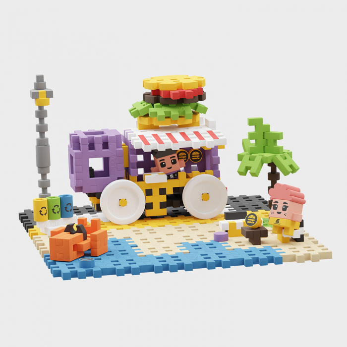 Set de constructie, Rulota cu mancare, 148 piese, Mini Waffles, Marioinex [2]