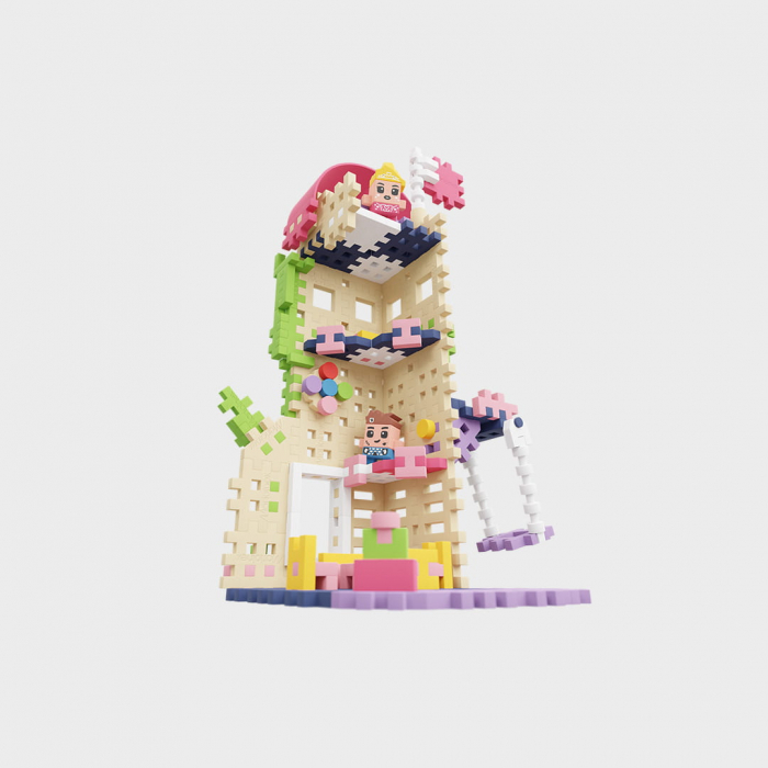 Set de constructie, Turnul Fermecat, 148 piese, Mini Waffles Printese, Marioinex [6]