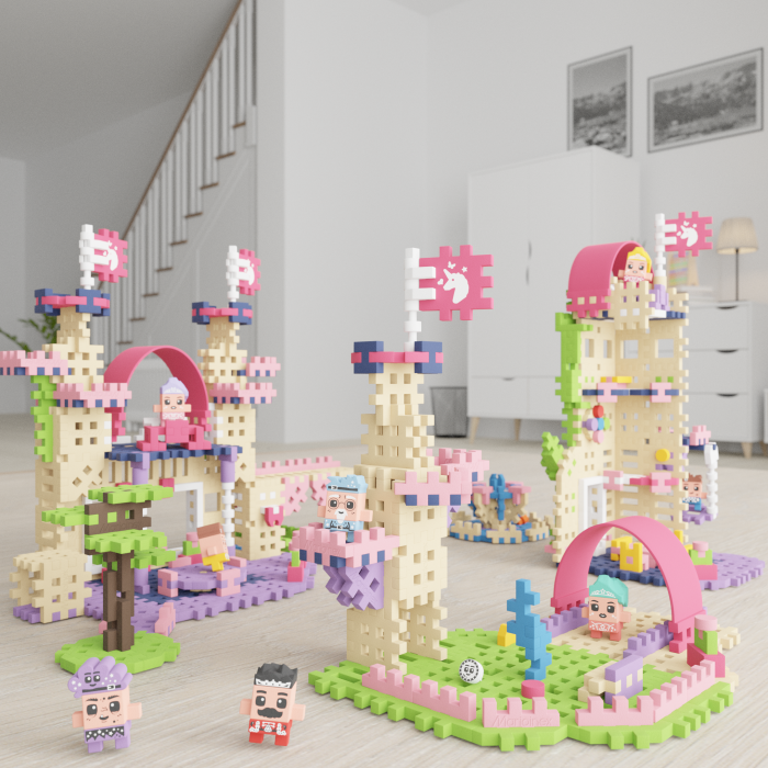 Set de constructie, Turnul Fermecat, 80 piese, Mini Waffles Printese, Marioinex [9]