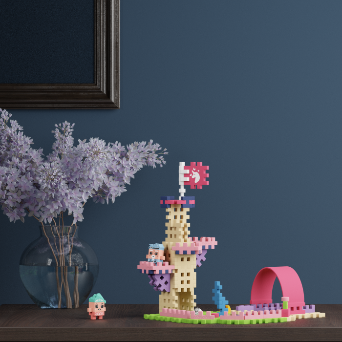 Set de constructie, Turnul Fermecat, 80 piese, Mini Waffles Printese, Marioinex [7]