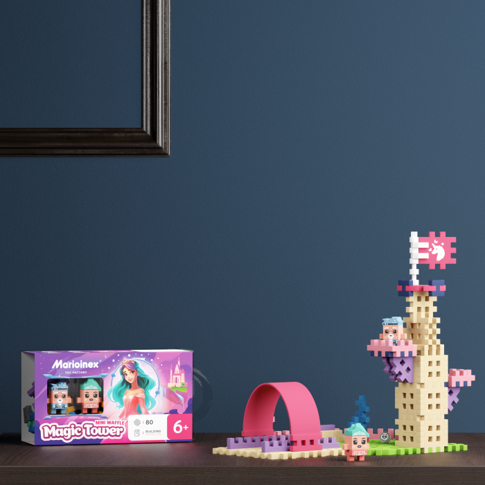 Set de constructie, Turnul Fermecat, 80 piese, Mini Waffles Printese, Marioinex [8]