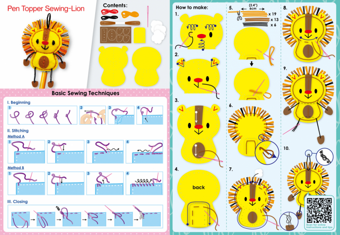 Set de cusut DIY - decoratiune topper pentru creion - Leu [4]