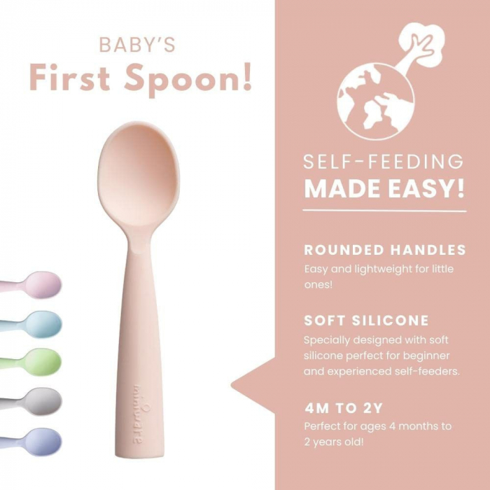 Set de lingurite bebelusi Miniware, 100% silicon alimentar, Grey+Cotton candy [3]