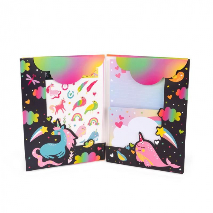 Set de papetarie cu design unicorn si abtibilduri, 21 de piese [2]