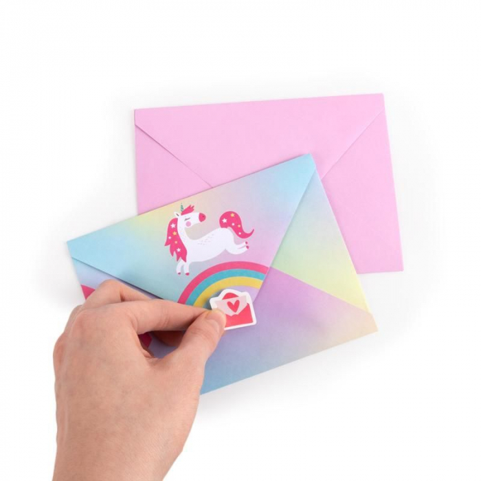 Set de papetarie cu design unicorn si abtibilduri, 21 de piese [4]