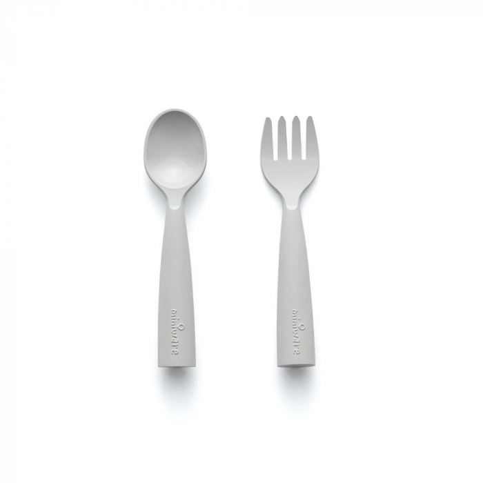 Set de tacamuri bebelusi Miniware My First Cutlery, 100% din materiale naturale biodegradabile, Dove Grey [2]