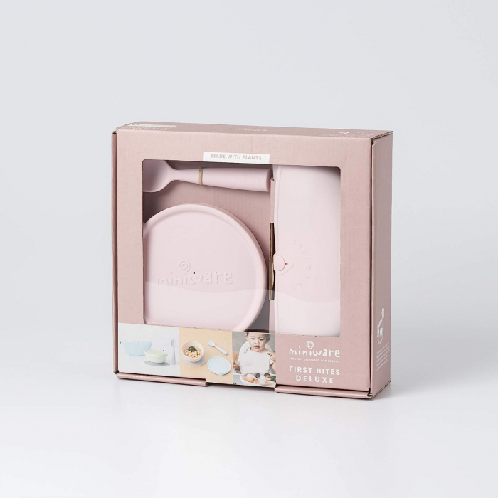 Set diversificare hrana bebelusi Miniware First Bites Deluxe, 100% din materiale naturale biodegradabile, 4 piese, Cotton candy [5]
