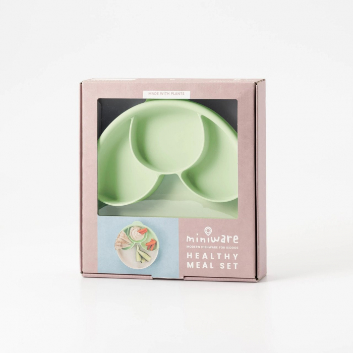 Set diversificare hrana bebelusi Miniware Healthy Meal, 100% din materiale naturale biodegradabile, 3 piese, Keylime [4]