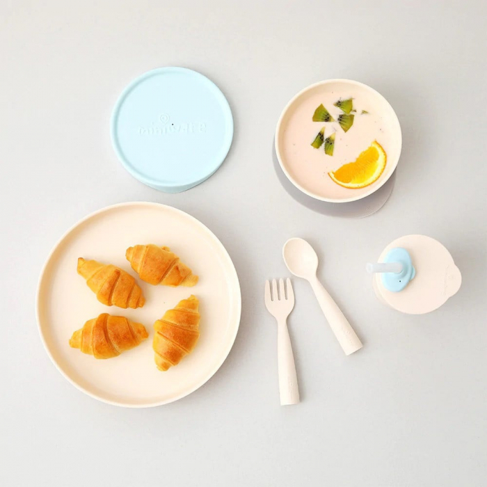 Set diversificare hrana bebelusi Miniware Little Foodie, 100% din materiale naturale biodegradabile, 6 piese, Vanilla Aqua [5]