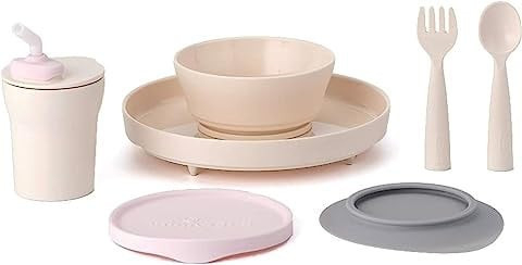 Set diversificare hrana bebelusi Miniware Little Foodie, 100% din materiale naturale biodegradabile, 6 piese, Vanilla+Cotton candy [5]