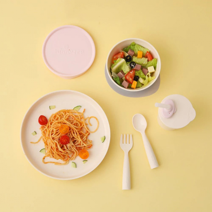 Set diversificare hrana bebelusi Miniware Little Foodie, 100% din materiale naturale biodegradabile, 6 piese, Vanilla+Cotton candy [6]