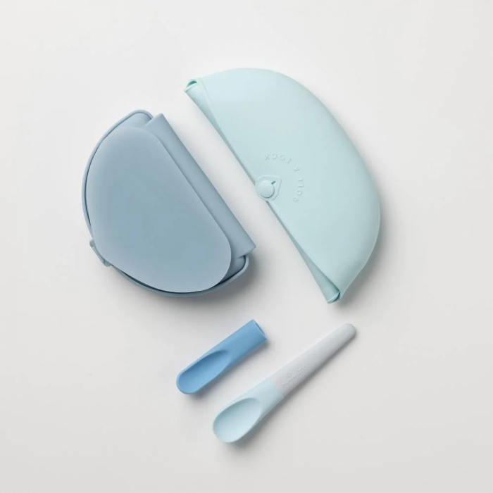 Set diversificare hrana bebelusi Miniware Sili Mini GO, 100% din materiale naturale biodegradabile, 3 piese, Blue Banana [2]