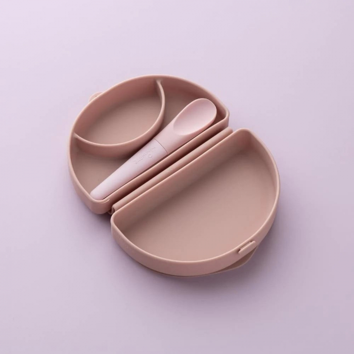 Set diversificare hrana bebelusi Miniware Sili Mini GO, 100% din materiale naturale biodegradabile, 3 piese, Pink Antioxidant [5]