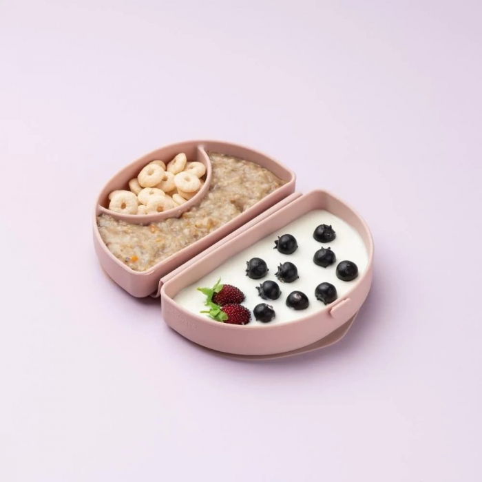 Set diversificare hrana bebelusi Miniware Sili Mini GO, 100% din materiale naturale biodegradabile, 3 piese, Pink Antioxidant [4]