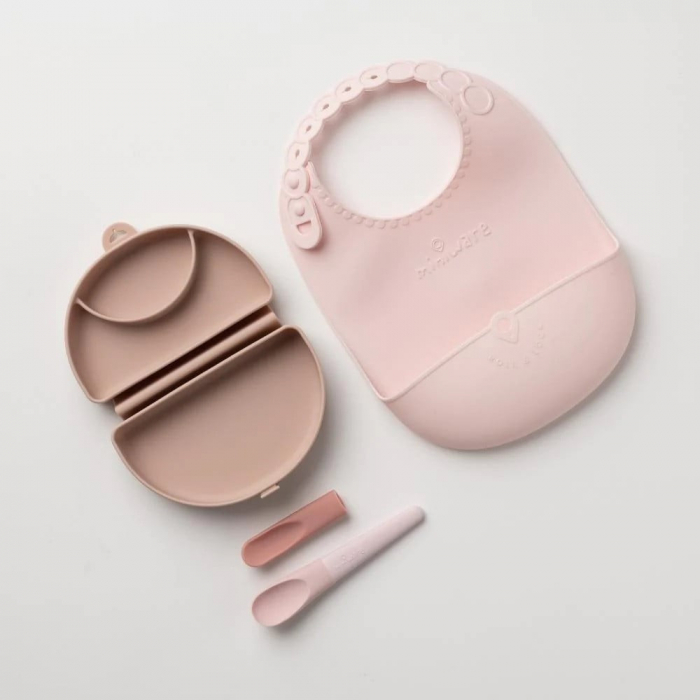 Set diversificare hrana bebelusi Miniware Sili Mini GO, 100% din materiale naturale biodegradabile, 3 piese, Pink Antioxidant [7]