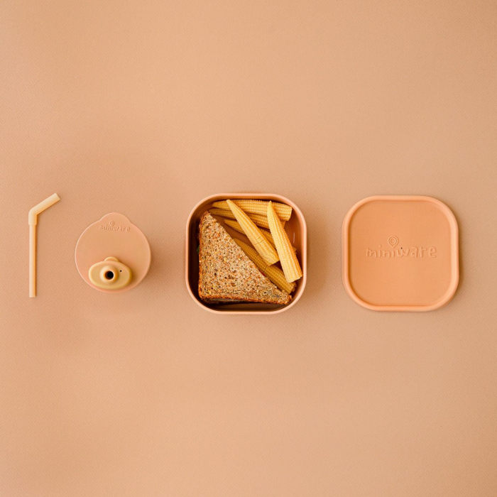 Set diversificare hrana bebelusi Miniware Sip&Snack, 100% din materiale naturale biodegradabile, 3 piese, Toffee [3]