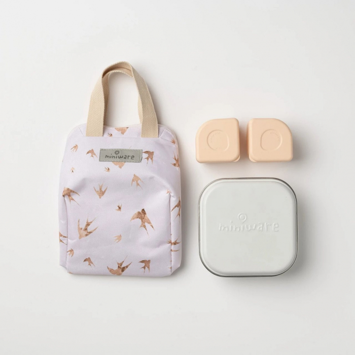 Set geanta termoizolanta Mealtote cu cutie Grow bento, Miniware Ready Go! Bento, 4 piese, Golden Swallow [1]