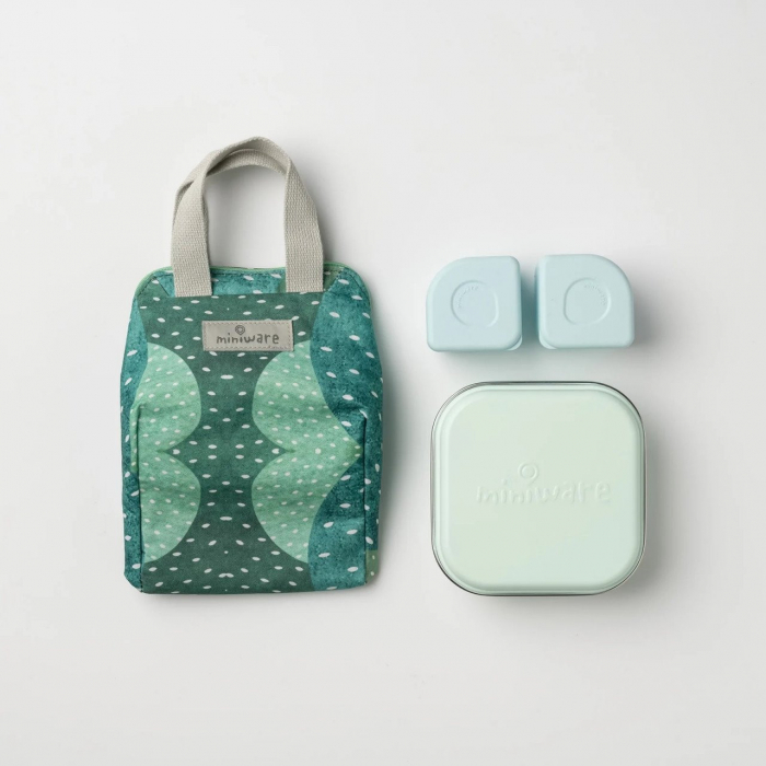 Set geanta termoizolanta Mealtote cu cutie Grow bento, Miniware Ready Go! Bento, 4 piese, Prickly Pear [1]