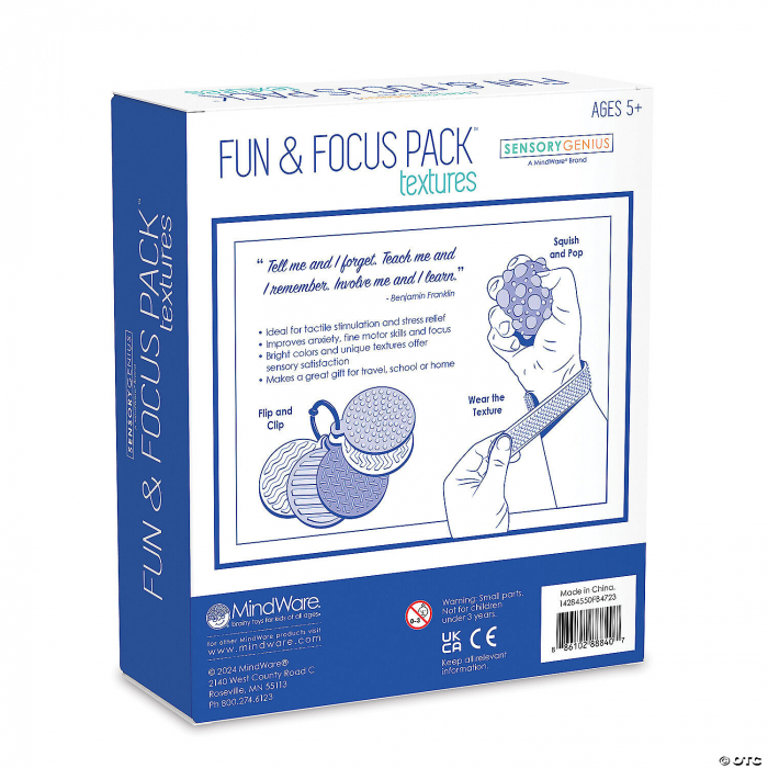 Set jucarii senzoriale cu texturi, Sensory Genius Fun & Focus Pack: Textures Fidget To [5]
