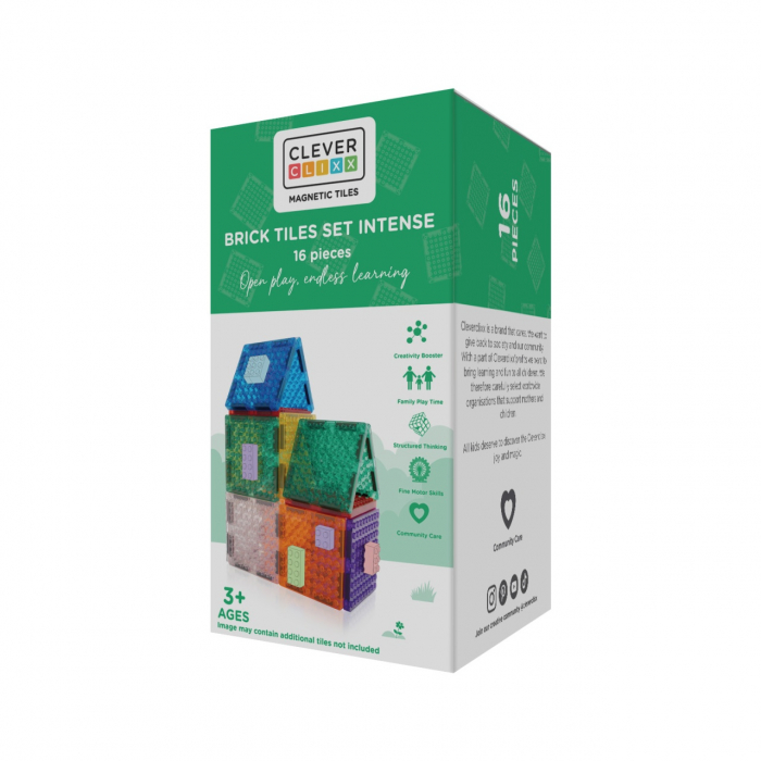 Set magnetic de construit Brick Tiles 16 piese, Cleverclixx [1]