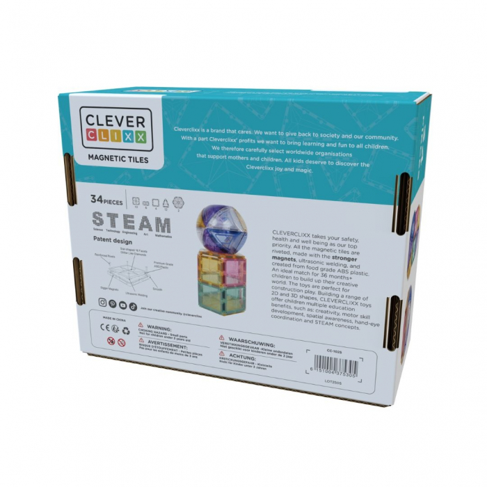 Set magnetic de constuit Dome pastel 34 piese, Cleverclixx [3]