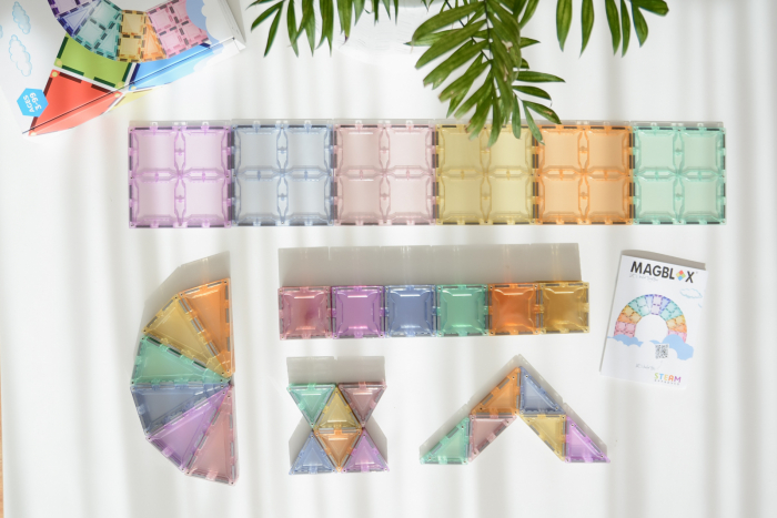 Set magnetic Magblox - 102 piese magnetice de constructie PASTEL transparente [6]