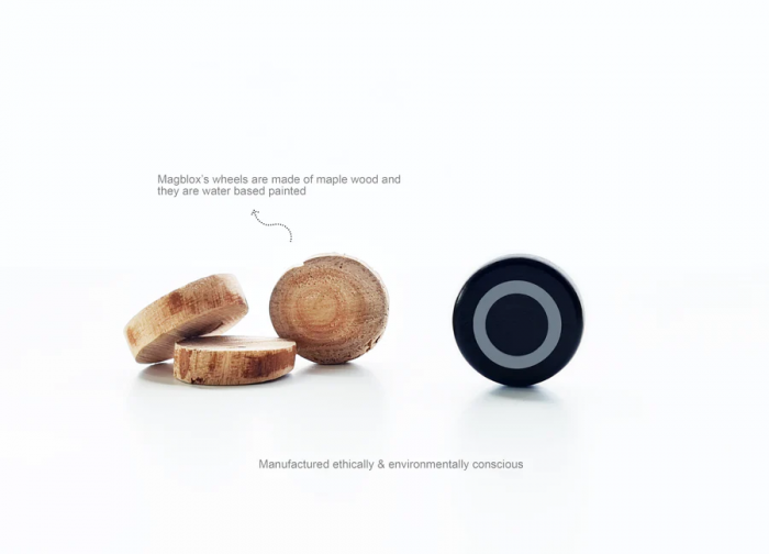 Set magnetic Magblox - 2 sasiuri magnetice accesorii pentru constructie cu roti de lemn - albastru si portocaliu [4]